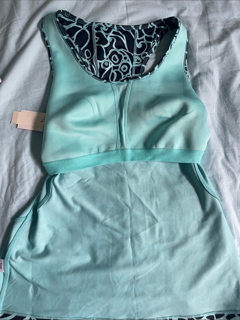 Talbots Black Tank Top with Aqua Floral Overlay - Picture 3 of 4